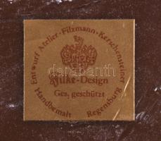 Üvegezett vallásos viaszkép, jelzett, 20x17 cm