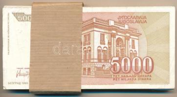 Jugoszlávia 1993. 5000D (80x) eredeti banki kötegelővel T:F,VG
Yugoslavia 1993. 5000 Dinara (80x) w...