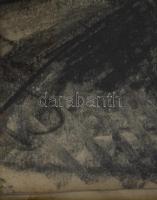 Jelzés, erdélyi magyar művész: Csendélet. Szén, papír, üvegezett fakeretben, 60x45 cm