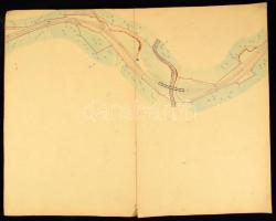 ca 1860 Oravicabánya - Stájerlak (Eisenbahn von Oravitza bis Steierdorf) vasútvonal kézzel rajzolt h...