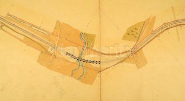 ca 1860 Oravicabánya - Stájerlak (Eisenbahn von Oravitza bis Steierdorf) vasútvonal kézzel rajzolt h...