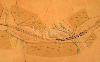 ca 1860 Oravicabánya - Stájerlak (Eisenbahn von Oravitza bis Steierdorf) vasútvonal kézzel rajzolt h...