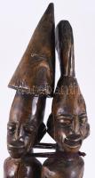 Faragott afrikai fa szobor pár, m: 45-47 cm