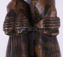 Faragott afrikai fa szobor pár, m: 45-47 cm