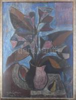 Angyalföldi Szabó Zoltán (1929-2014): Csendélet, 1978. Pasztell, papír, jelezve balra lent. Hátoldalán Képcsarnok Vállalat címkéjével. Üvegezett fakeretben. 100×70 cm KIZÁRÓLAG SZEMÉLYES ÁTVÉTEL, NEM POSTÁZZUK! / Angyalföldi Szabó Zoltán (1929-2014): Still life, 1978. Pastell on paper, signed. Framed 100×70 cm ONLY PERSONAL COLLECTION AT OUR OFFICE