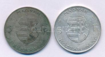 1947. 5Ft Ag "Kossuth" (2x) T:XF,F patina Adamo F8.1