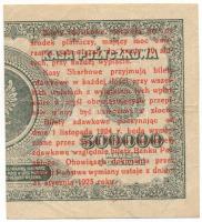 Lengyelország / Pénzügyminisztériumi kiadás 1924. 1gr felülnyomás kettévágott 500.000Zl bankjegy bal...