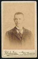 cca 1890 Férfiportré, keményhátú fotó Blahó Ede (Aranyosmarót / Nagytapolcsány) műterméből, 10,5×6,5 cm
