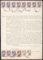1946-58 4 db magas, sokbélyeges illetéklerovás, okmányon  1946-58 4 high franking, multi-colored documents