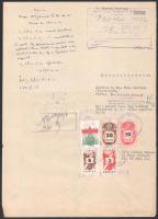 1946-58 4 db magas, sokbélyeges illetéklerovás, okmányon

1946-58 4 high franking, multi-colored d...