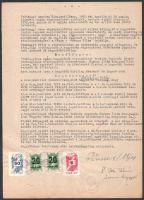 1946-58 4 db magas, sokbélyeges illetéklerovás, okmányon

1946-58 4 high franking, multi-colored d...