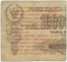 Lengyelország /Pénzügyminisztériumi kiadás 1924. 5Gr felülnyomás kettévágott 10.000.000Zl bankjegy j...