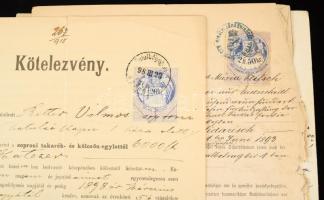 1880-1900 7 db magas, sokbélyeges, vegyes illetéklerovás, okmányon

1880-1900 7 high franking, mul...