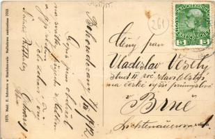 1912 Bohorodchany, Bohorodczany; Kosciól / church, shop of Israel Kern (crease)