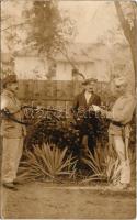 1914 Első világháborús katonák beállított jelenet, humor / WWI K.u.K. military soldiers, set scene, humour. photo