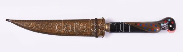 Jezzine tőr. Libanon, 20. sz., madáralakos markolattal, h: 27 cm
