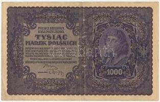 Lengyelország 1919. 1000M vízjeles papíron "G 071877" T:F erős papír Poland 1919. 1000 Marks watermark paper "G 071877" C:F strong paper Krause P#29b