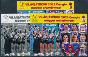 2025 Világjátékok - Csengtu magyar aranyérmesei 3 db-os emlékív garnitúra 00018 sorszámmal