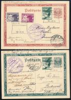 1933 WIPA 2 db légi díjjegyes levelezőlap Budapestre és Bécsbe küldve