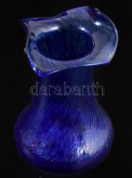 Murano anyagában örvényesen színezett hutaüveg váza, jelzés nélkül, hibátlan, m: 14,5 cm