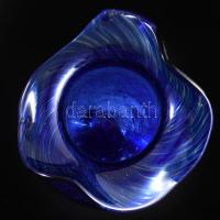 Murano anyagában örvényesen színezett hutaüveg váza, jelzés nélkül, hibátlan, m: 14,5 cm