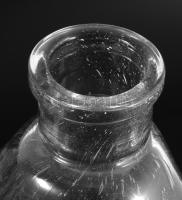 Hutaüveg design palack, bordás felületű, hibátlan, m: 27,5 cm