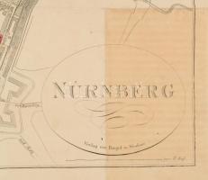 XIX. sz. eleje Nürnberg térképe, metszette: Christian Geissler, Verlag von Riegel und Wiessner, 4 he...