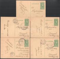 9 db 6f díjjegyes díjkiegészített levelezőlap VISSZATÉRT bélyegzésekkel