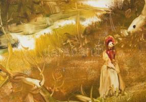 Szilágyi Imre (1942-): Társaság a szabadban. Olaj, farost, jelezve jobbra lent. 40x50 cm. Fakeretben