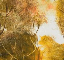 Szilágyi Imre (1942-): Társaság a szabadban. Olaj, farost, jelezve jobbra lent. 40x50 cm. Fakeretben