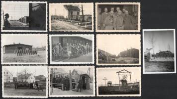 cca 1942-1944 Az Ausztriában működött Kledering koncentrációs táborról készült felvételek (rajtuk a tábor épületei, foglyok és katonák csoportképei, sírok, stb.), összesen 10 db fotó, 6x9 cm körüli méretben // cca 1942-1944 Lager Kledering concentration camp in Austria, 10 photos, around 6x9 cm