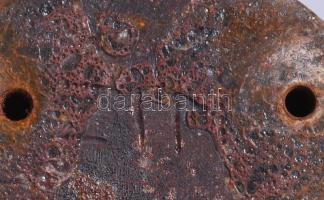 Lampart Zománcipari Művek lüszteres mázas sirály asztaldísz, vas, jelzett,kopott, m: 21,5 cm