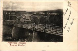 1899 Vorokhta, Worochta, Worochsie, Vorohta; Tartak / sawmill, bridge. D. Schreier (crease)