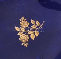 KPM kobaltszínű levél alakú kínáló, jelzett, kis kopással, 25x19 cm