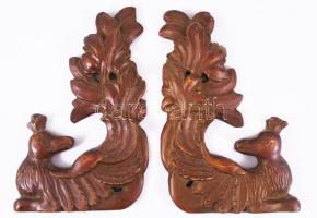 2 darab régi madáralakos faragvény, 21x13 cm