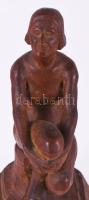 Art deco női akt. Jelzés nélkül, faragott fa, cca 1930, m: 23 cm