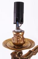 Maszkos díszítésű antik kétégős bronz falikar, 22x23 cm