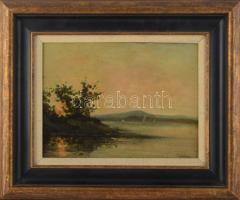 Edvi Illés Aladár (1870-1958): Balatoni vitorlások. Olaj, karton. Jelezve jobbra lent. Felületi sérülésekkel. Dekoratív keretben. 20x27 cm