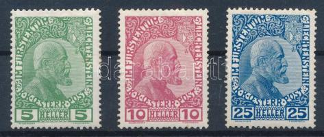 Liechtenstein 1912/1916 Forgalmi sor Mi 1-3 x (Mi EUR 250.-)