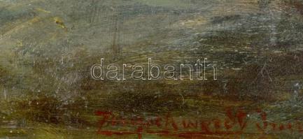 Zugschwerdt Imre (XX. sz. első fele): Golgota. Olaj, fa. Jelezve jobbra lent. Dekoratív keretben. 20...