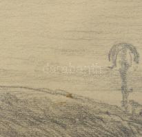 Pörge Gergely (1858-1930): Nyáj, 1906. Ceruza, papír, jelzett, üvegezett fakeretben, 16,5x24,5 cm