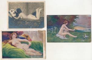 12 db RÉGI festmény reprodukciós képeslap: akt / 12 pre-1945 erotic painting reproduction postcards