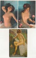 12 db RÉGI festmény reprodukciós képeslap: akt / 12 pre-1945 erotic painting reproduction postcards