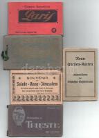 5 db RÉGI külföldi város képeslapfüzet: Párizs, Bécs, Róma, Trieszt, Jeruzsálem / 5 pre-1945 foreign...