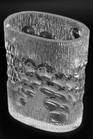 Ólomkristály lapováza, hántolt mintával, hibátlan, 18x15 cm