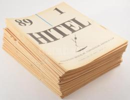 1989 A Hitel c. folyóirat teljes évfolyama: II. évf. 1-24. sz. + 1989. karácsonyi különszám. Szerk.: Csoóri Sándor, Bíró Zoltán et al. Kiadói tűzött papírkötés, változó állapotban.