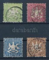 Német államok - Württemberg 1863/1864 Forgalmi bélyegek Mi 25-26 c, 27-28 a (26c és 28a Heinrich BPP vizsgálójellel) (Mi EUR 182.-)