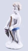 Jelzett porcelán nyilazó puttó figura, hibátlan, m: 16 cm