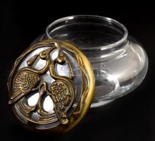 Üveg poutpurri tartó, madáralakos fedéllel, d: 11cm