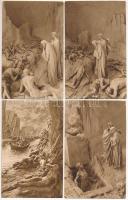 8 db RÉGI olasz művészlap az Isteni Színjáték jeleneteiből / 8 pre-1945 Italian art postcards: Divin...